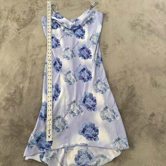 Vintage 90s Y2K Esprit Purple Floral Drape Neck Slip Dress 9/10 Fairy Whimsigoth - Picture 4 of 6